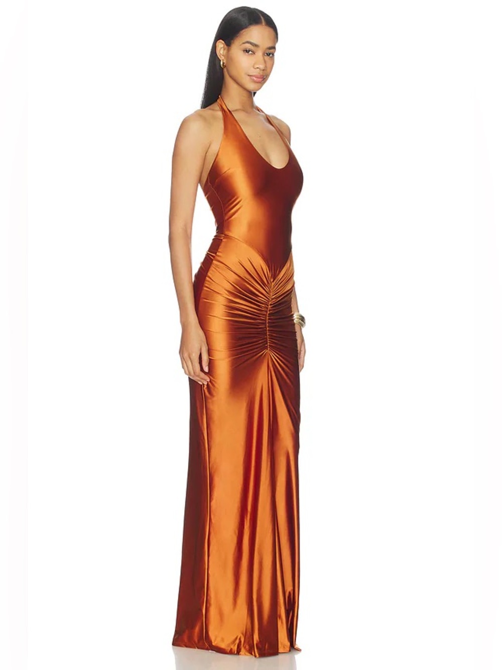 Delfi Collective Joann Halter Dress Ruched Halter Copper XL